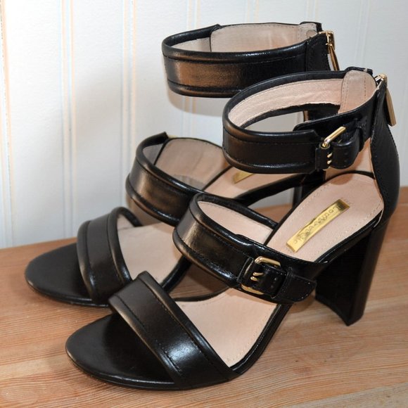 Louise Et Cie 'Gisabel' Leather Ankle Strap Sandal BLACK Zipper US 6M EU 36 - Picture 2 of 8
